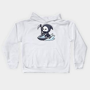 grim reaper Jetskiing Kids Hoodie